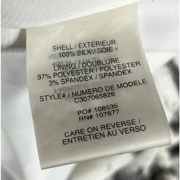 Alice + Olivia Black & White Brushstroke Print 3/4 Silk Blouse Top Lightweight S - Picture 6 of 7